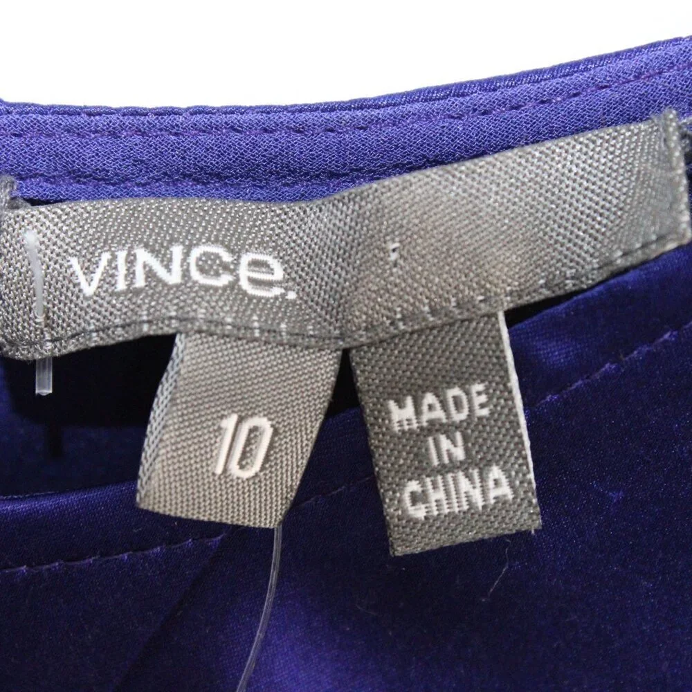Vince Silk Navy Blue Midi‎ Dress New With Tags Size 10 - Picture 2 of 3